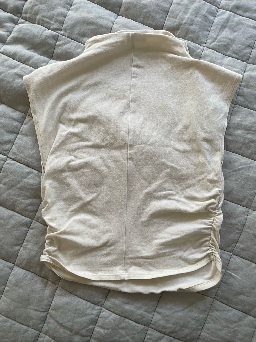 Reformation Ivory Ruched Mock Neck Sleeveless Top M - Picture 2 of 4